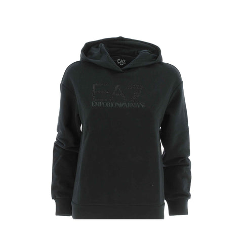 Felpa Donna con strass sul petto Nero EA7 Emporio Armani- Francavilla Moda